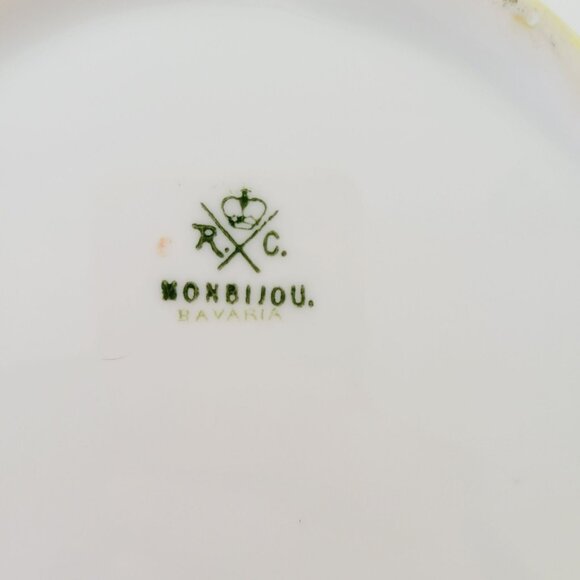 Antique Rosenthal Monbijou Brown & Green Floral Biscuit Cracker Cookie Jar - Picture 9 of 16